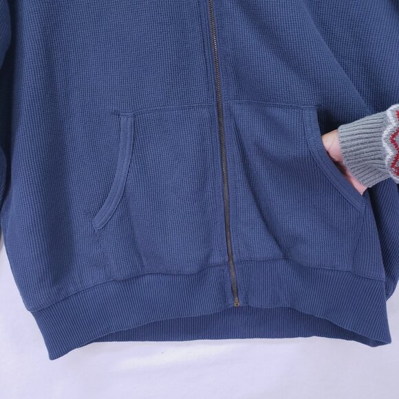 Northwest Territory Men's Blue Waffle Knit Full Zip Hoodie Sherpa Sweater XL - Picture 8 of 13